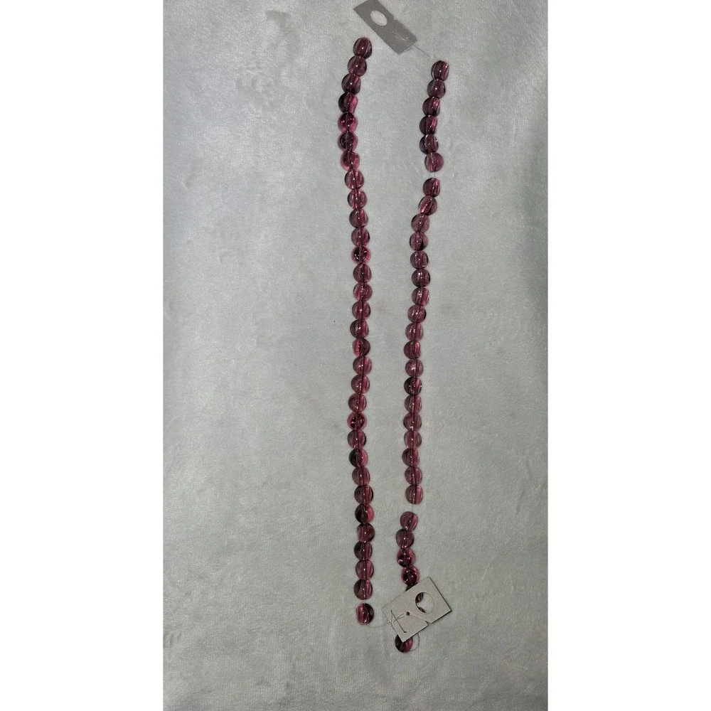 Vintage Plum Purple Glass Beads Strand Translucent Amethyst Wavy Center 2.6 oz